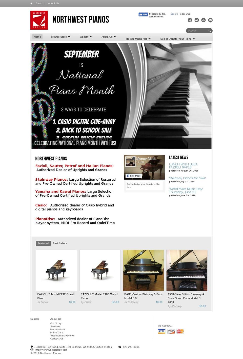northwestpiano.com shopify website screenshot