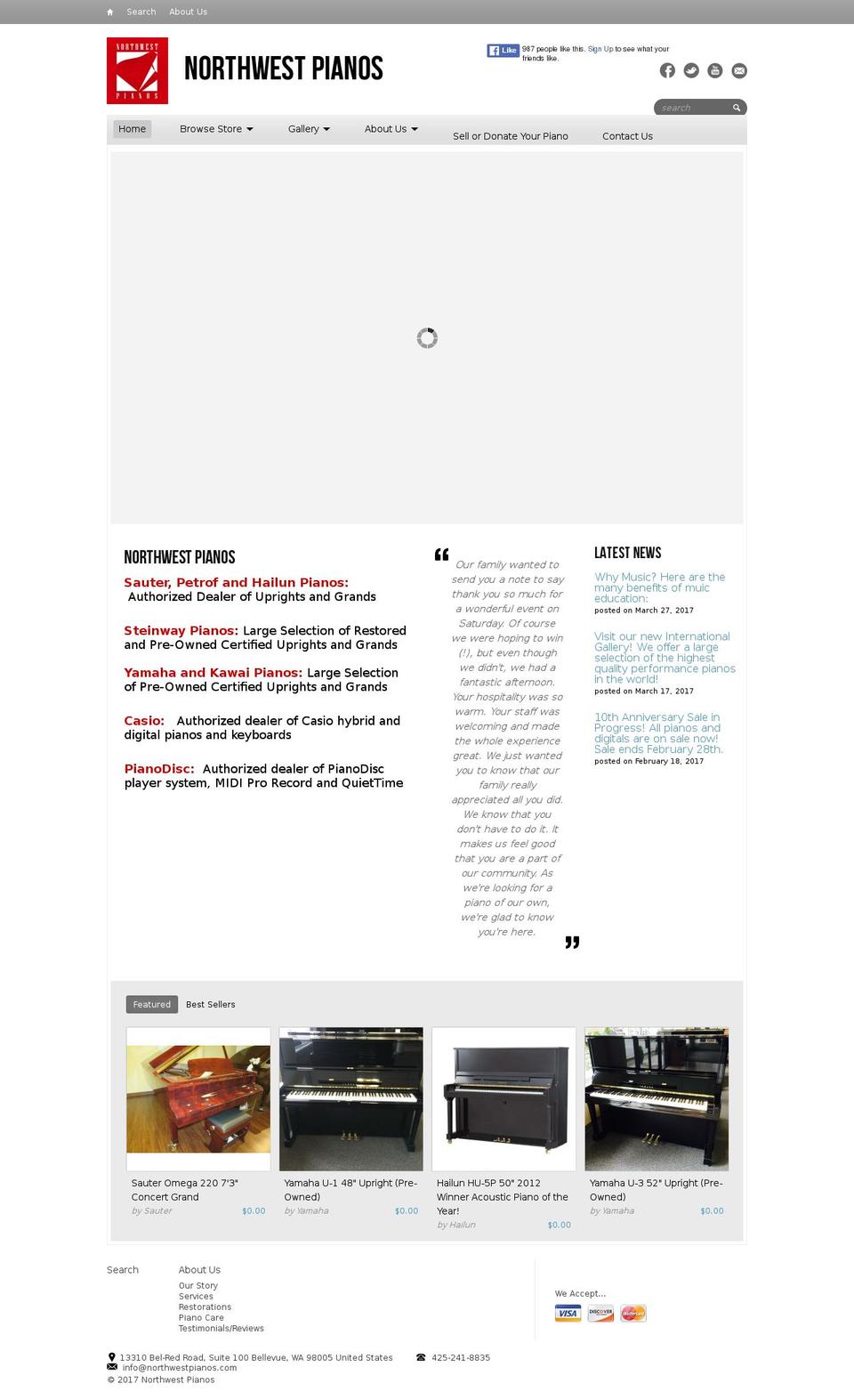 northwestpianos.com shopify website screenshot