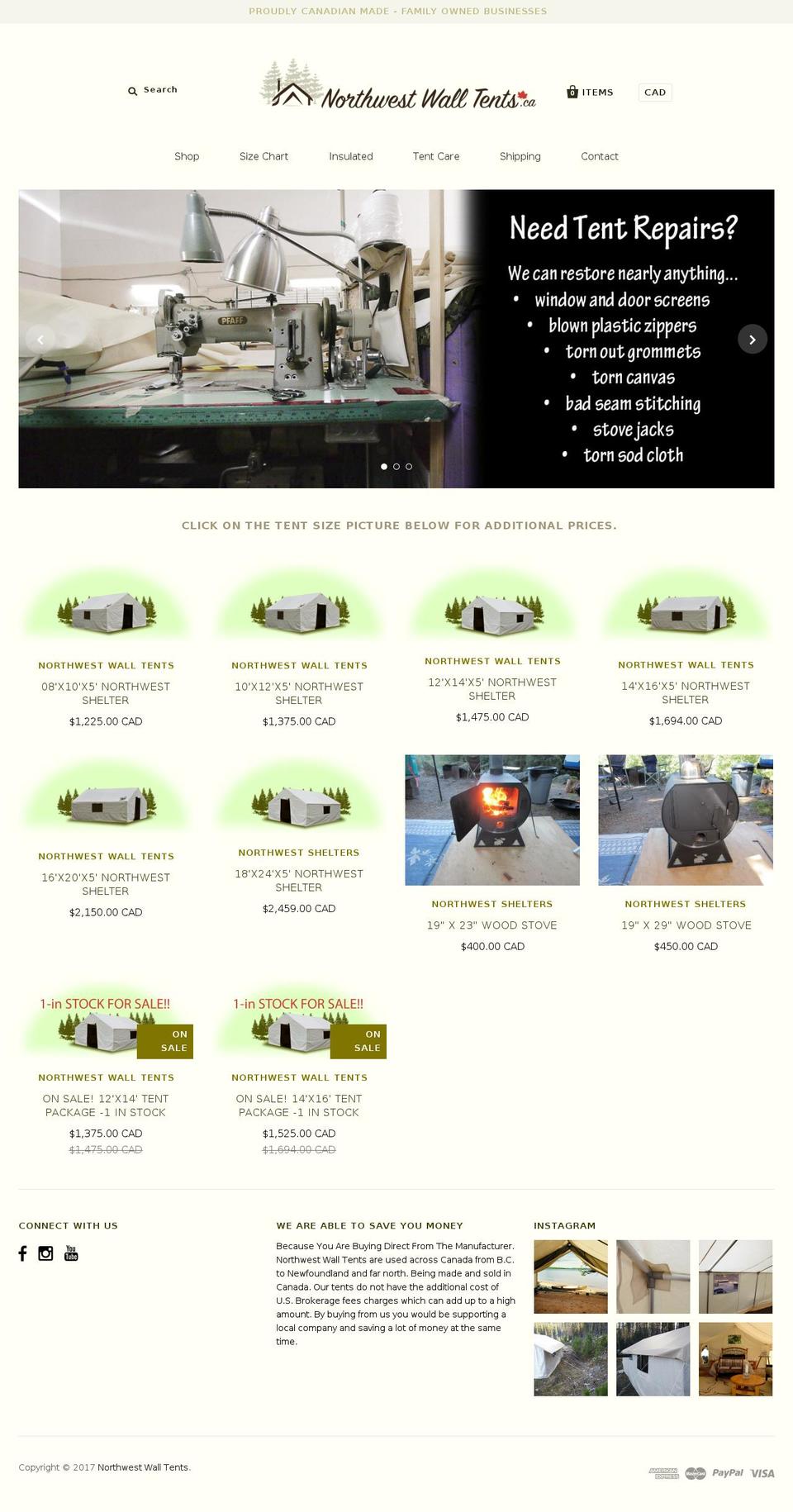 northwestshelters.com shopify website screenshot