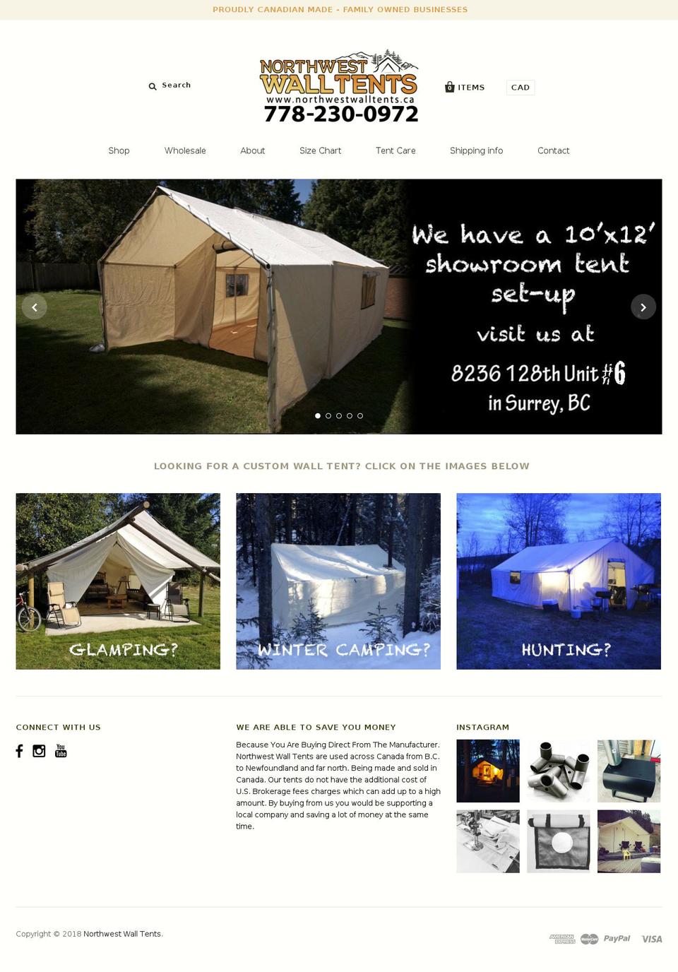 Copy of Pacific Shopify theme site example northwestwalltents.com