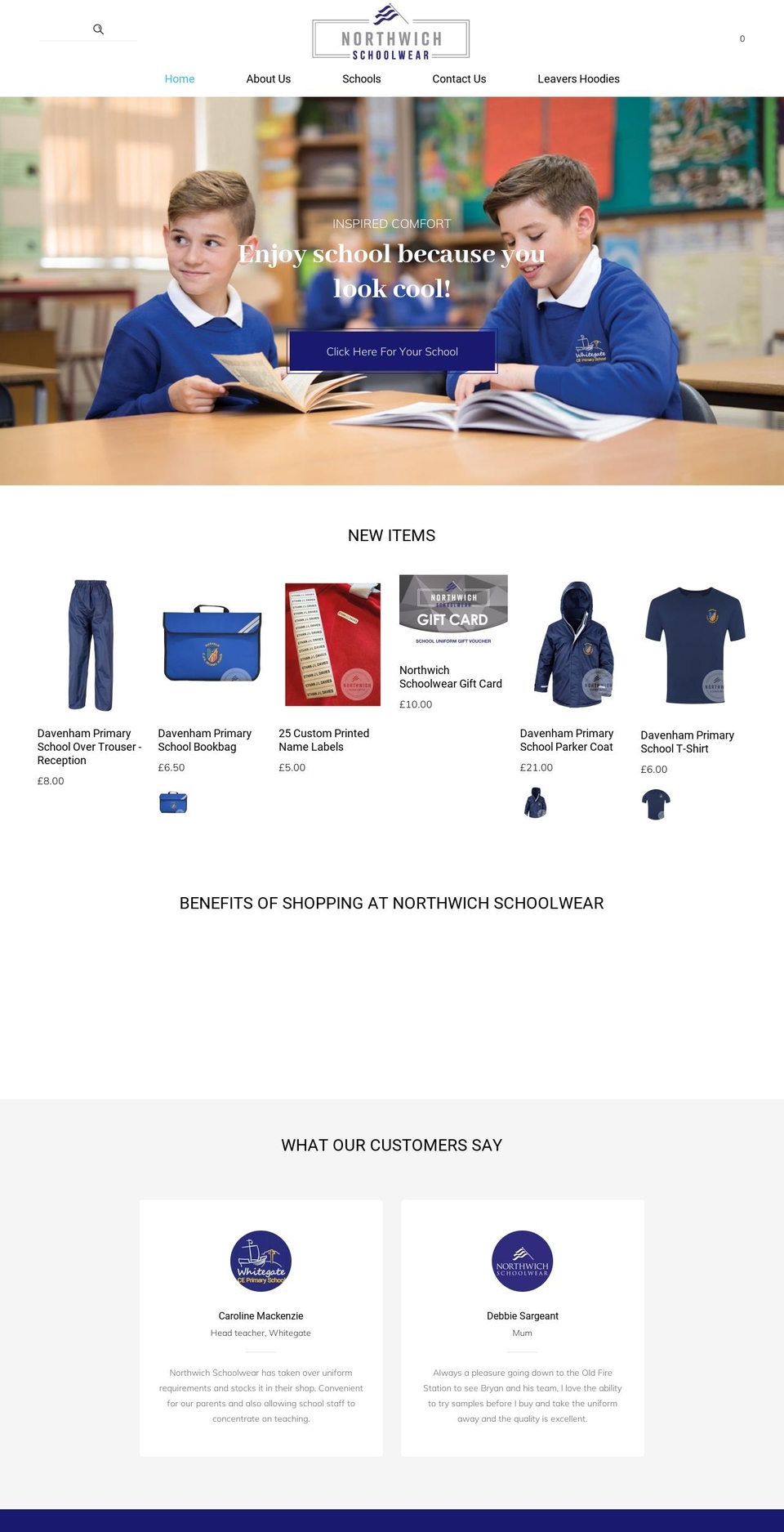 North Shopify theme site example northwichschoolwear.co.uk