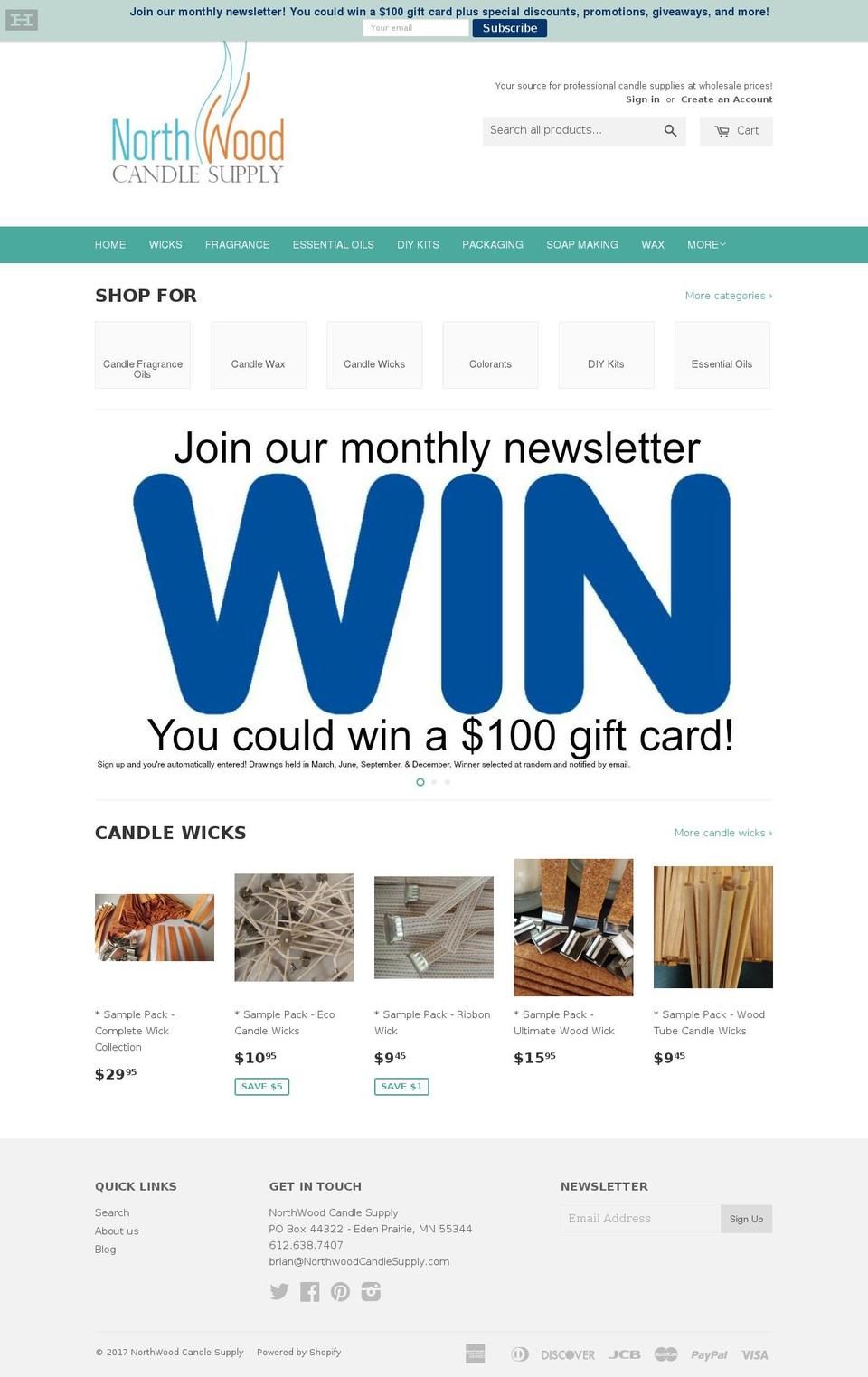 northwoodcandlesupply.com shopify website screenshot