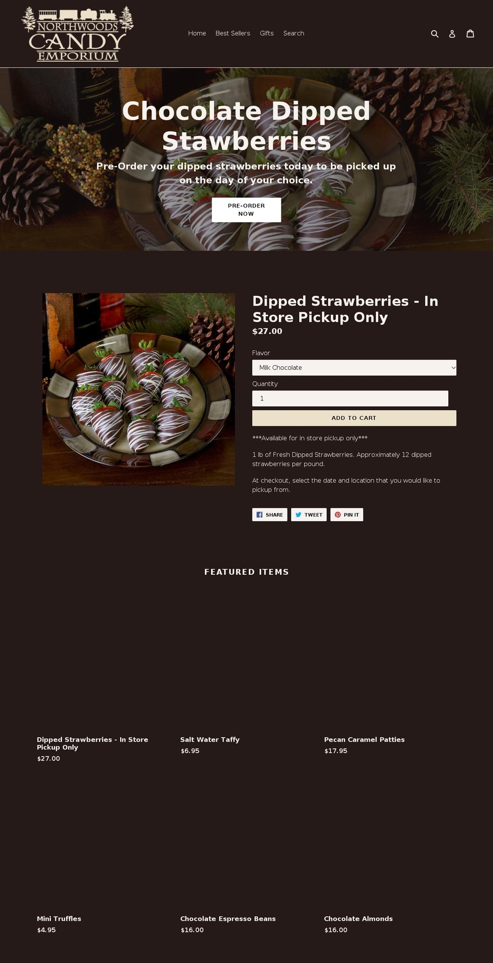 northwoodscandy.net shopify website screenshot