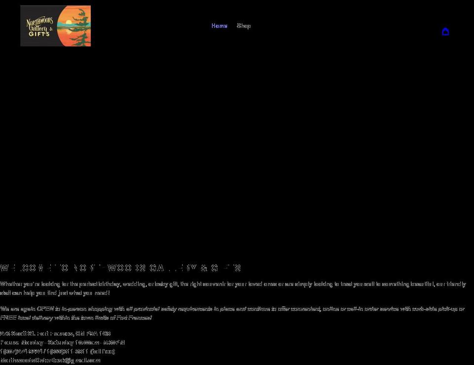 northwoodsgalleryandgifts.ca shopify website screenshot
