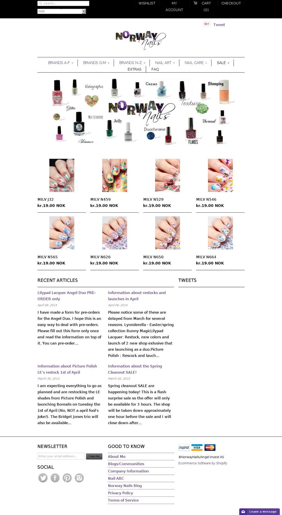 norwaynails.no shopify website screenshot