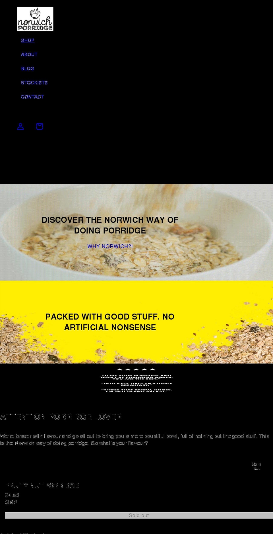 norwichporridge.com shopify website screenshot