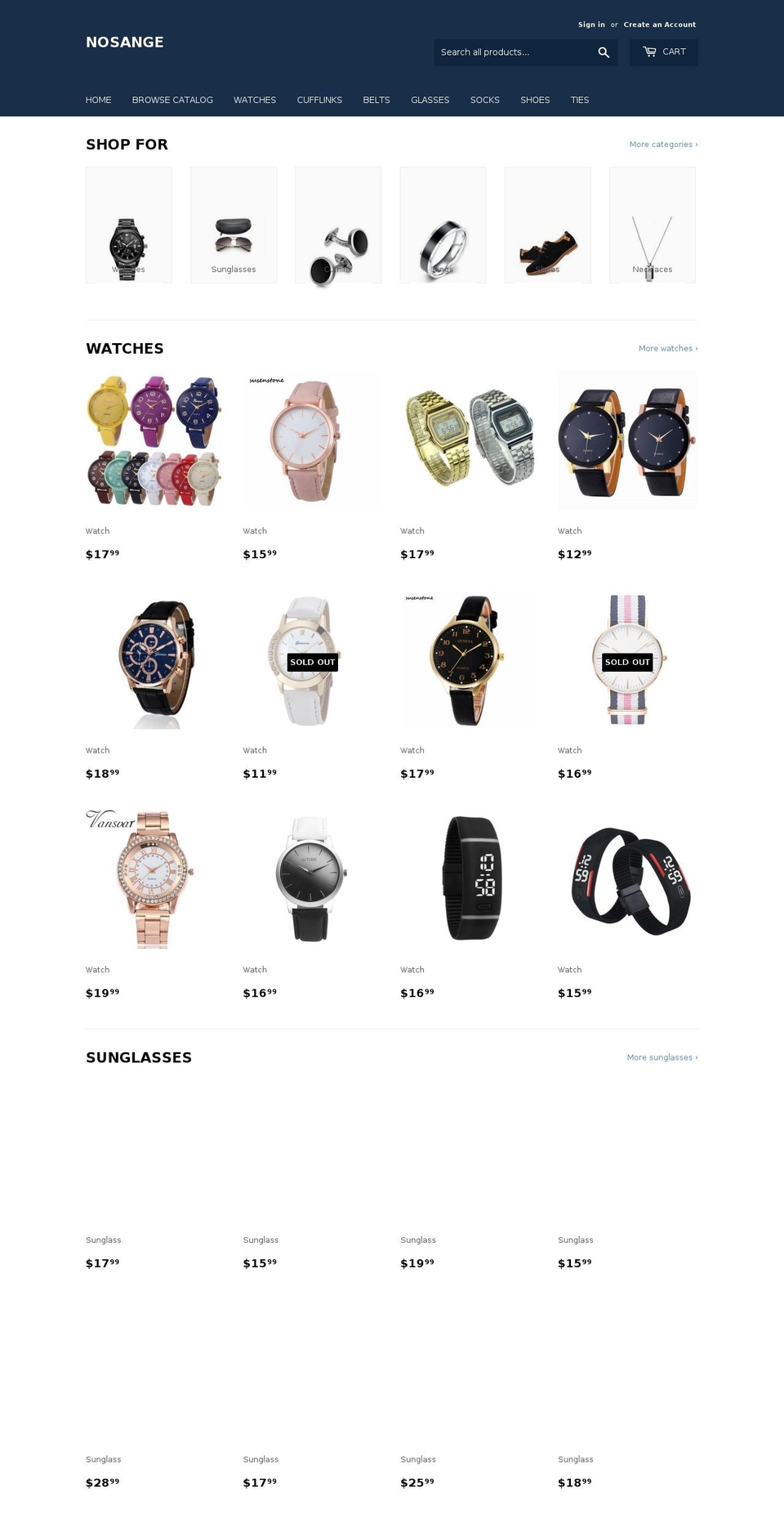 nosange.com — Shopify storefront screenshot