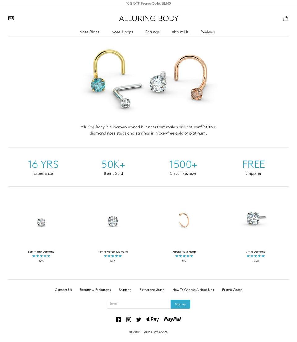 nose.jewelry shopify website screenshot