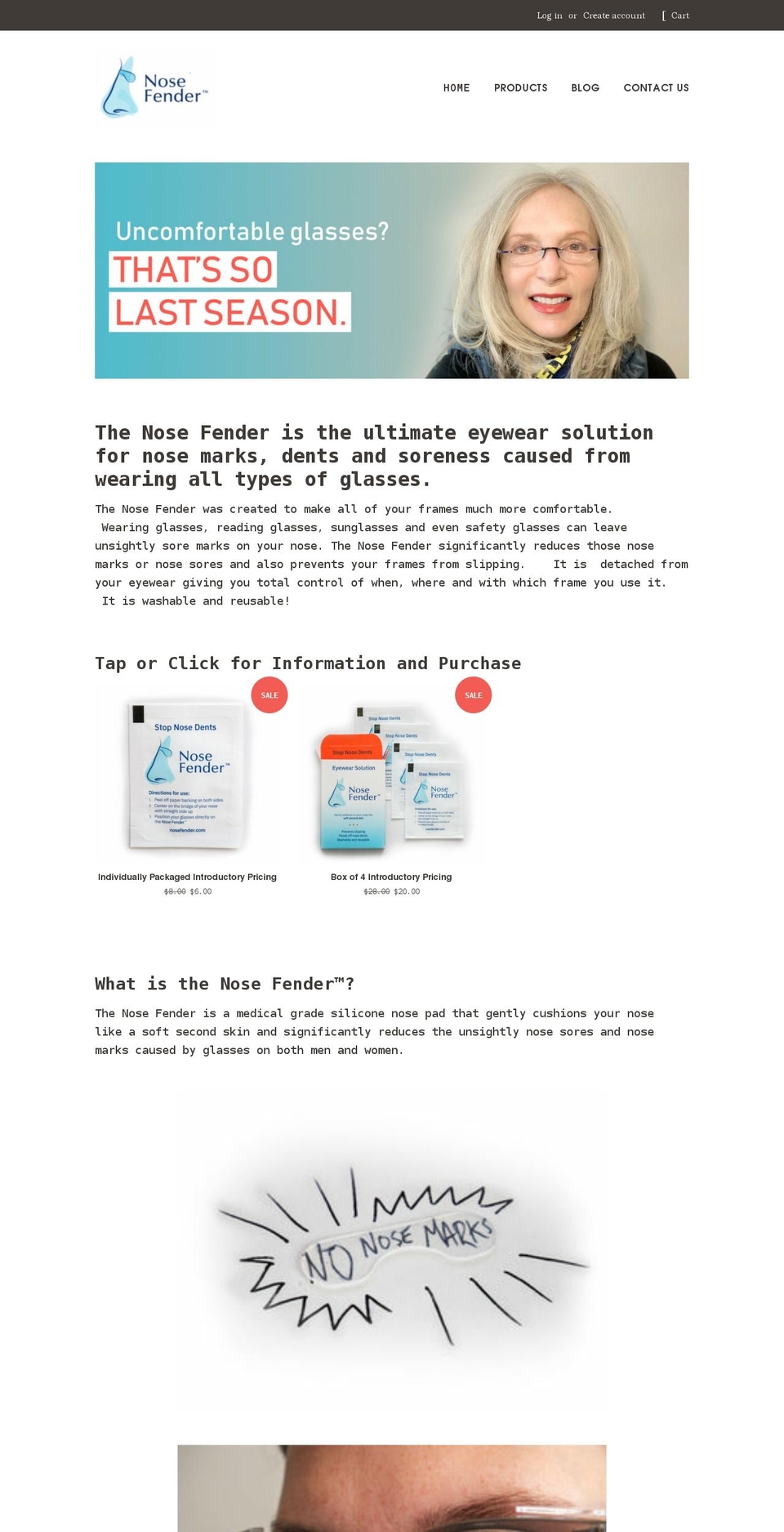 nosefender.com shopify website screenshot