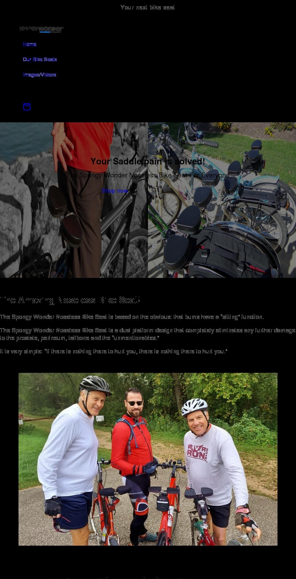 noselessbikeseats.com shopify website screenshot