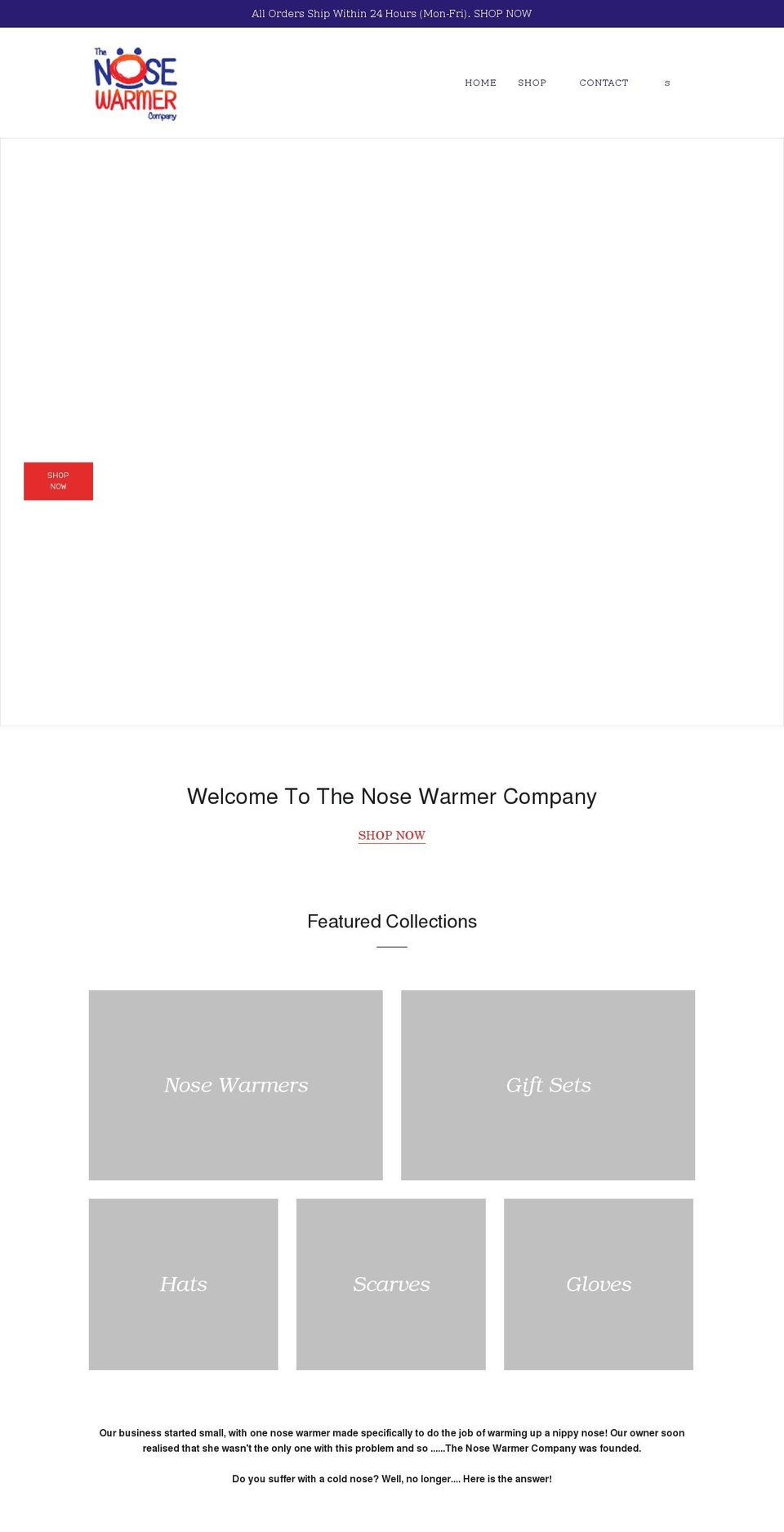 nosewarmer.com shopify website screenshot