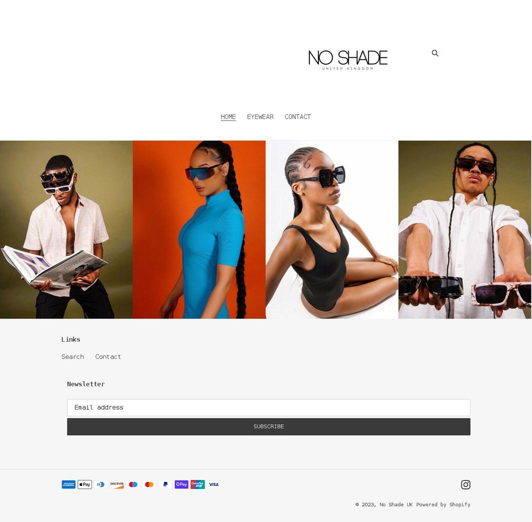 noshade.co.uk shopify website screenshot