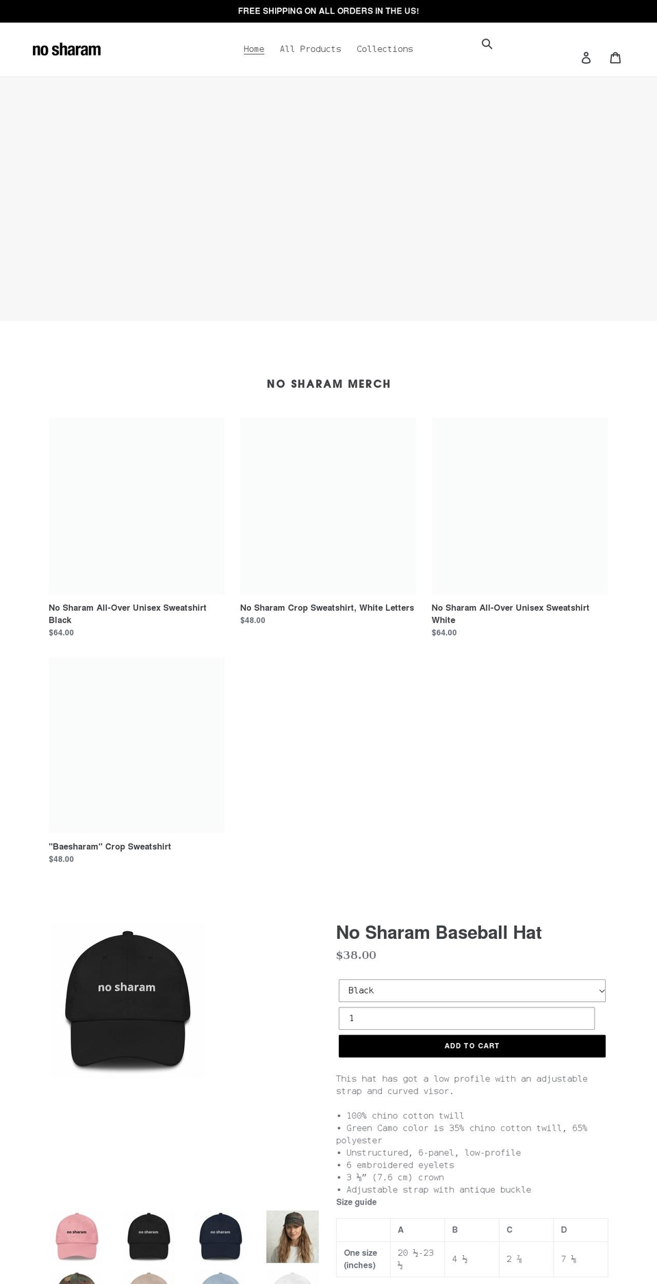 nosharammerch.com shopify website screenshot
