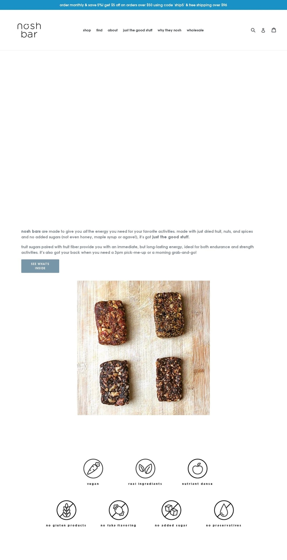 noshbars.com — Shopify storefront screenshot
