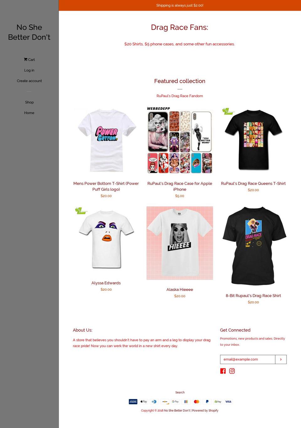 noshebetterdont.com — Shopify storefront screenshot