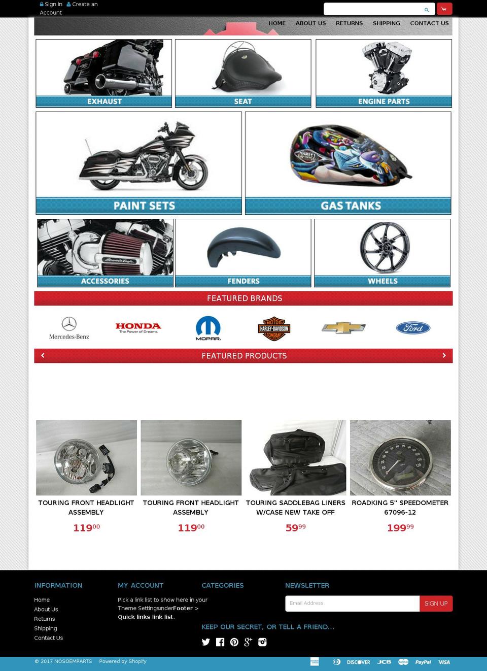 nosoemparts.com shopify website screenshot