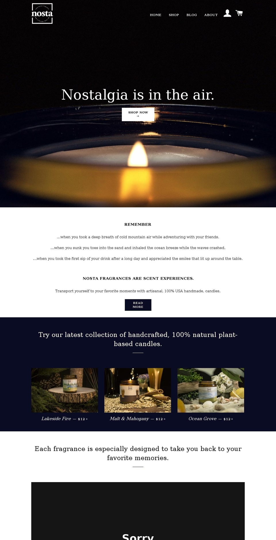 nostafragrances.com shopify website screenshot