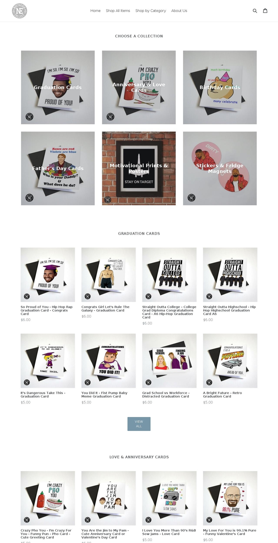 nostalgiacollective.com — Shopify storefront screenshot