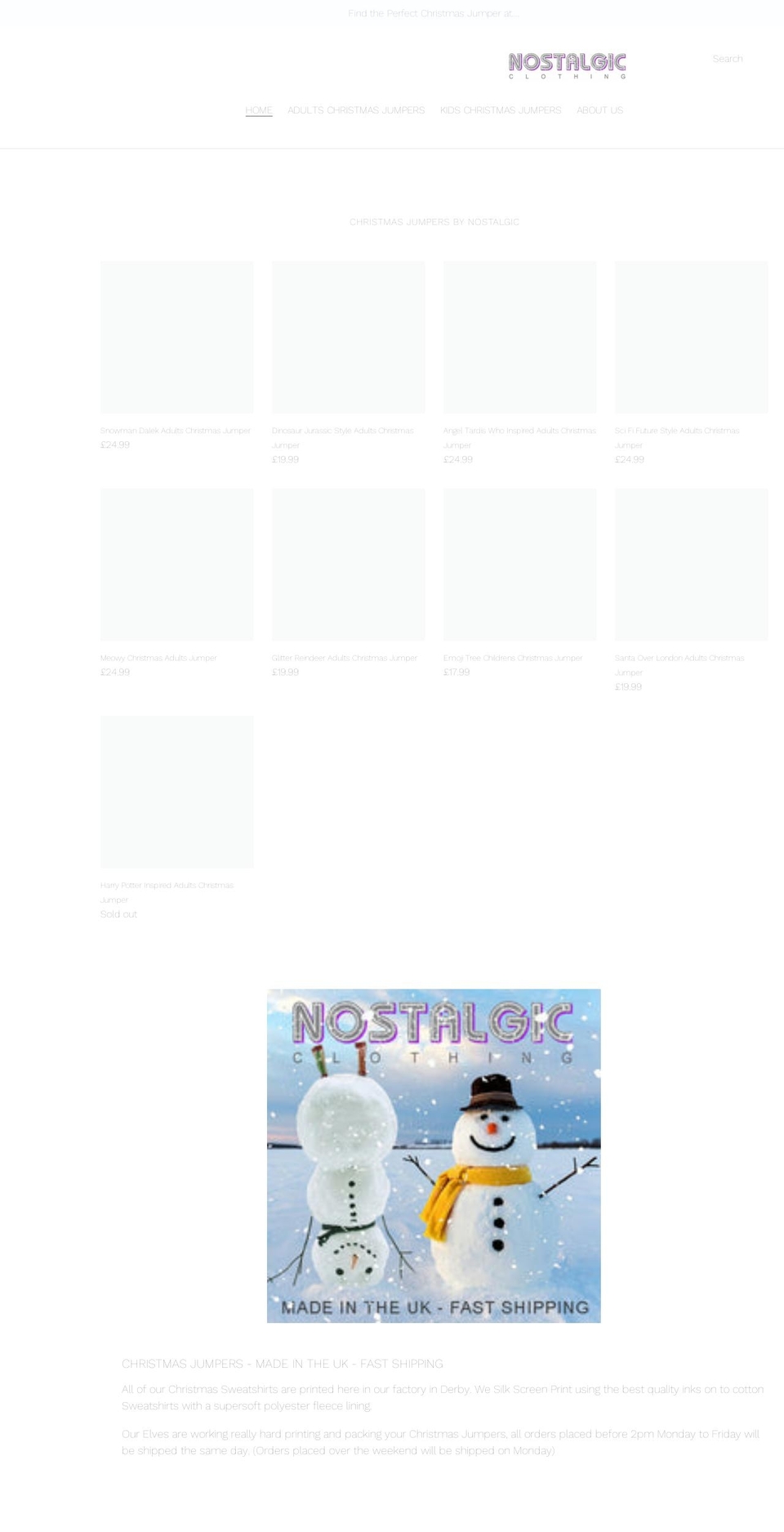 nostalgicclothing.com shopify website screenshot