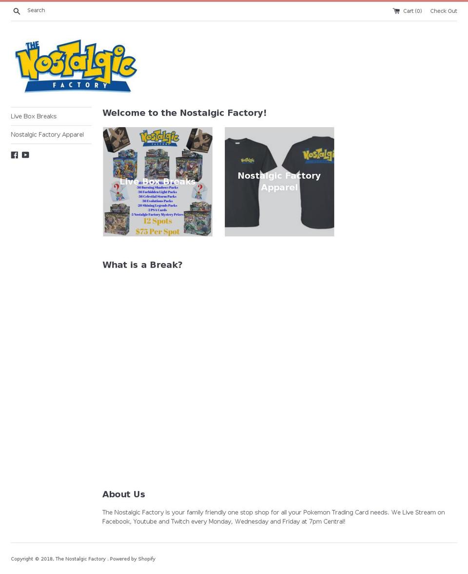 nostalgicfactory.com — Shopify storefront screenshot