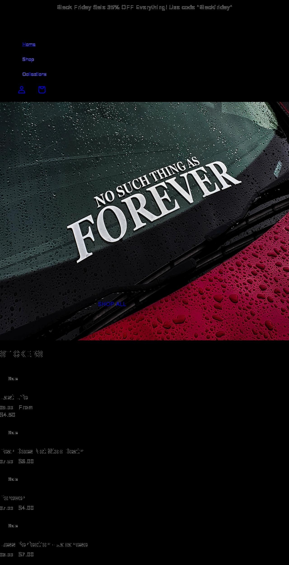 nosuchthingasforever.com shopify website screenshot