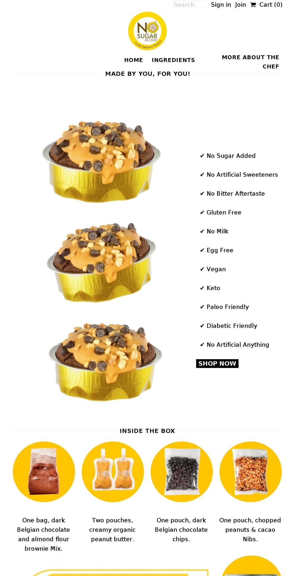 nosugaraloud.com — Shopify storefront screenshot