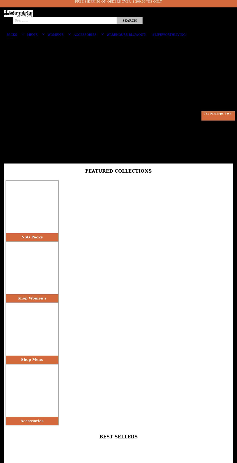 nosurrendergear.com shopify website screenshot