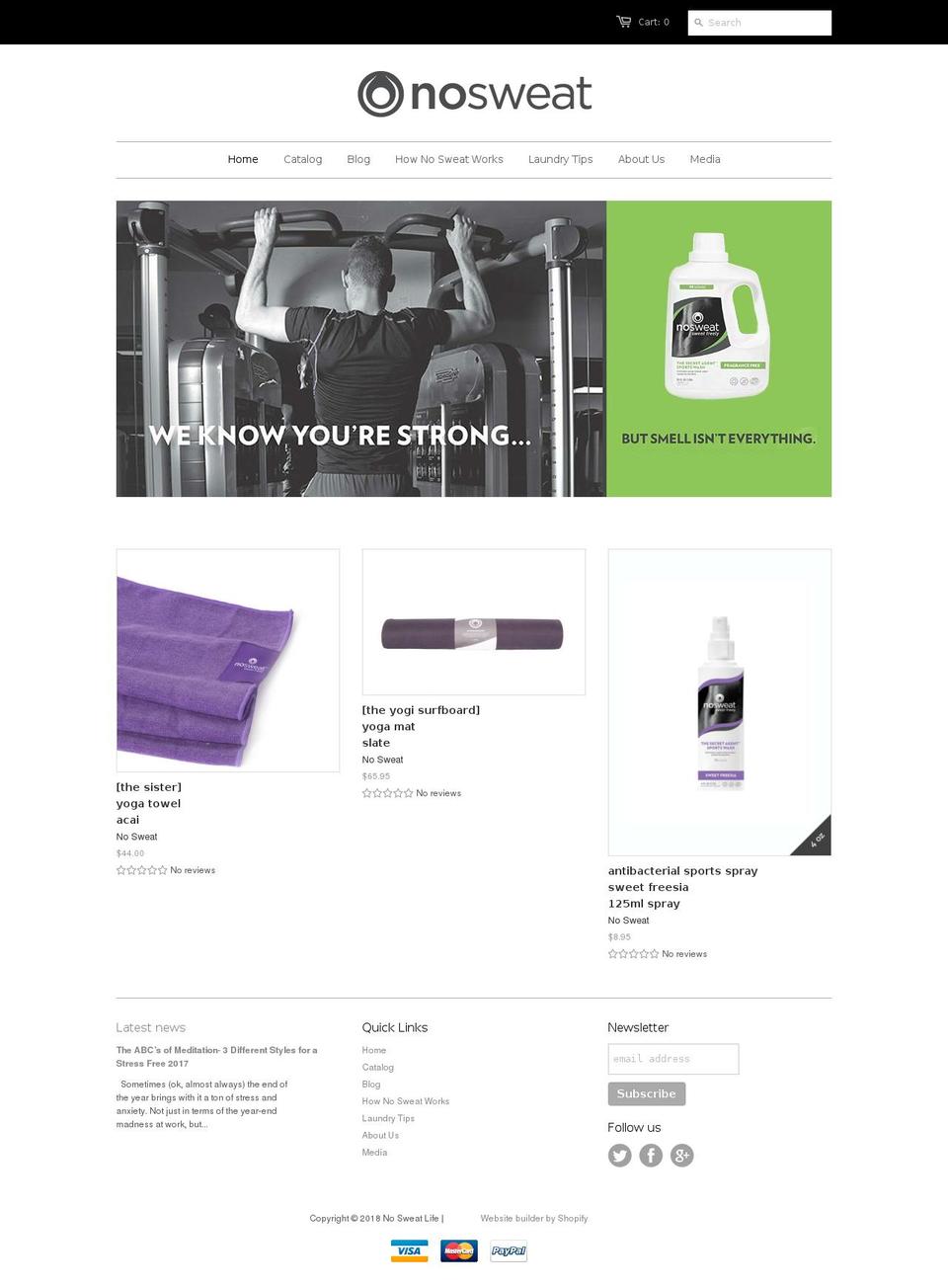 nosweatlife.ca shopify website screenshot