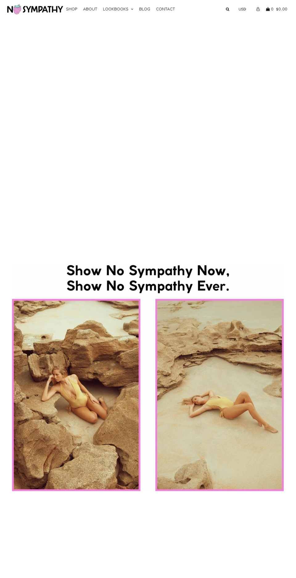 nosympathyswim.com shopify website screenshot