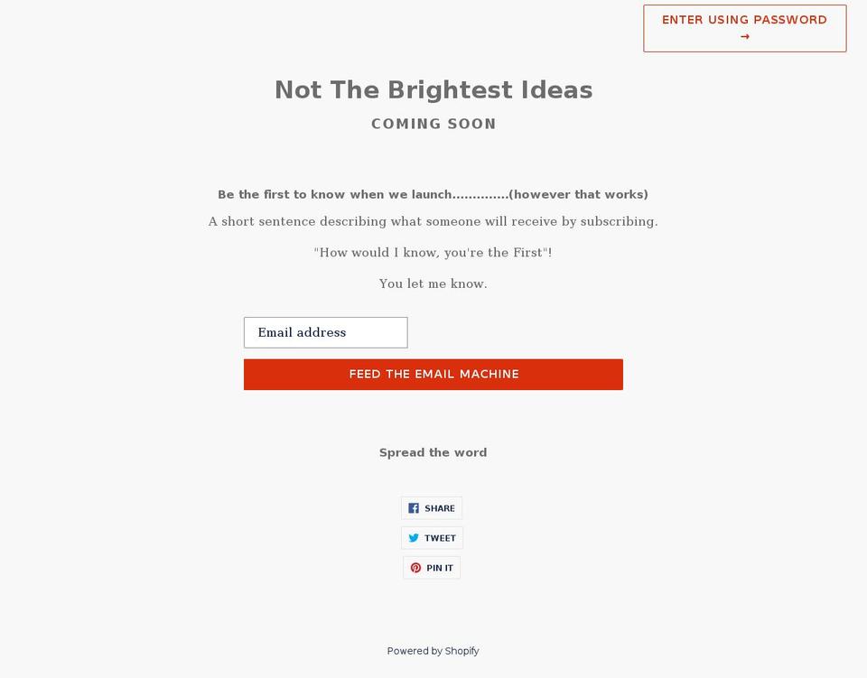 not-the-brightest-ideas.com shopify website screenshot