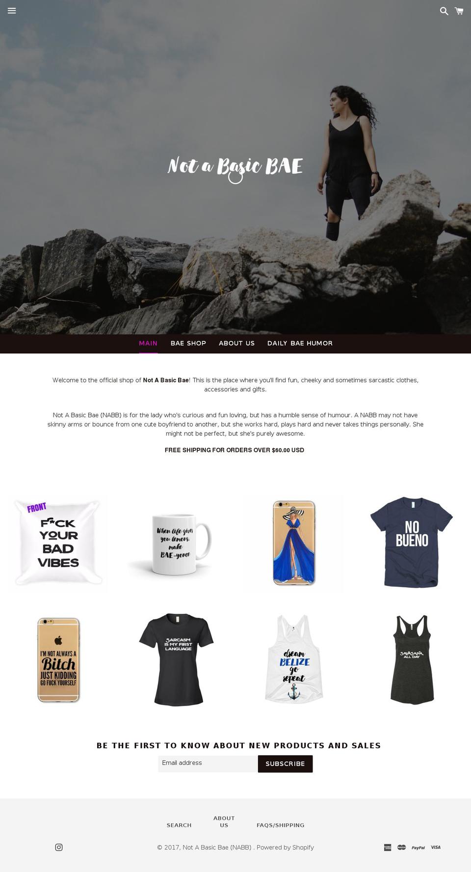 notabasicbae.com shopify website screenshot