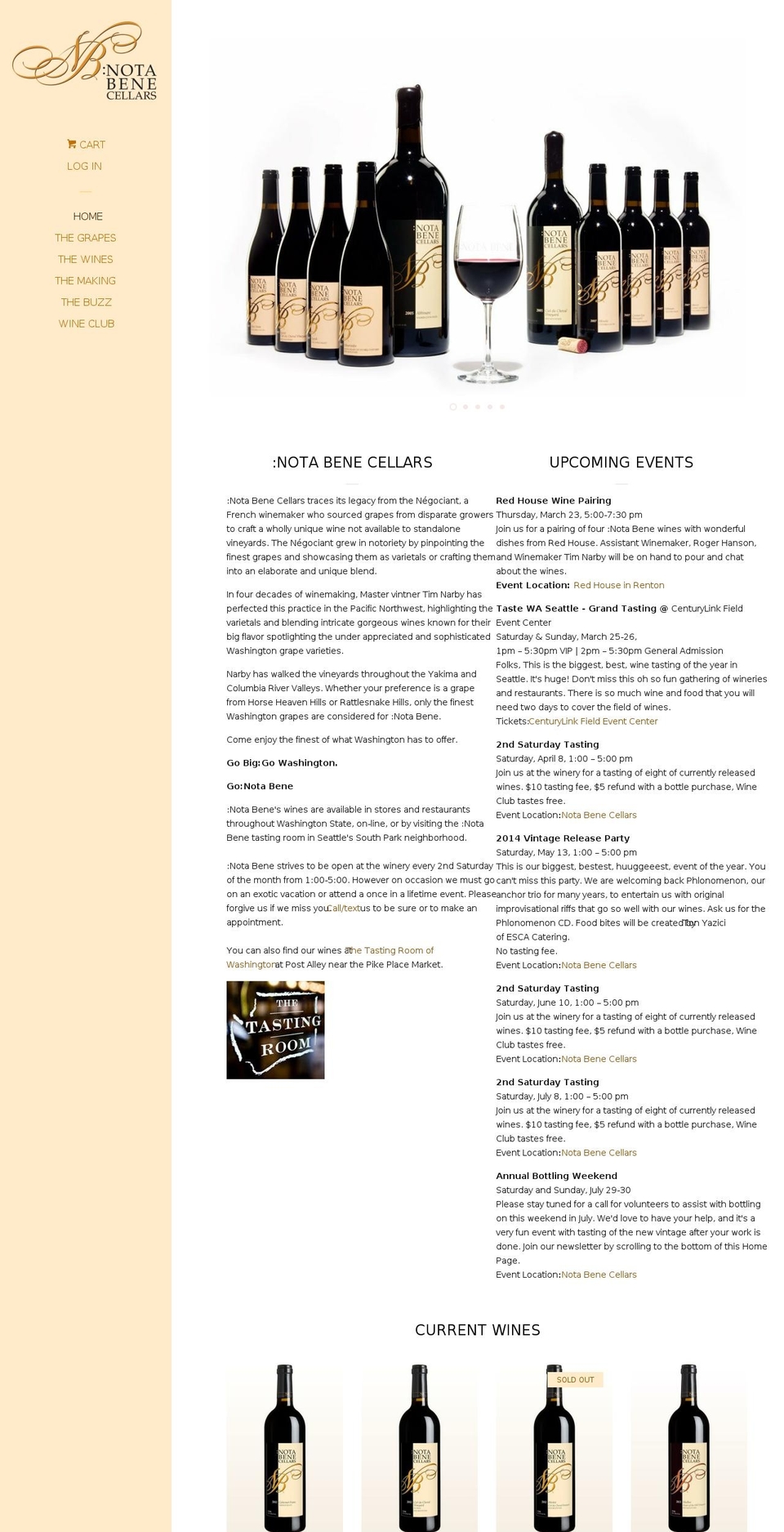 notabenecellars.com shopify website screenshot