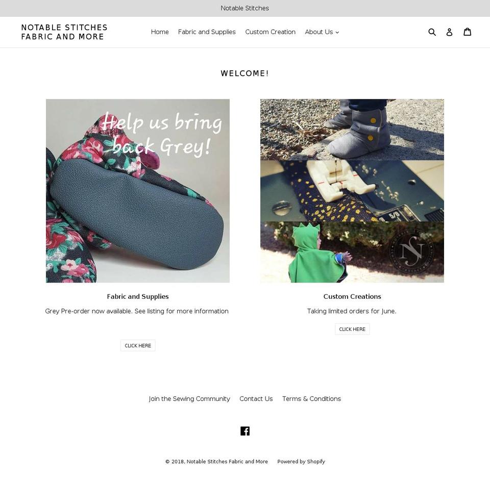 notablestitches.com — Shopify storefront screenshot