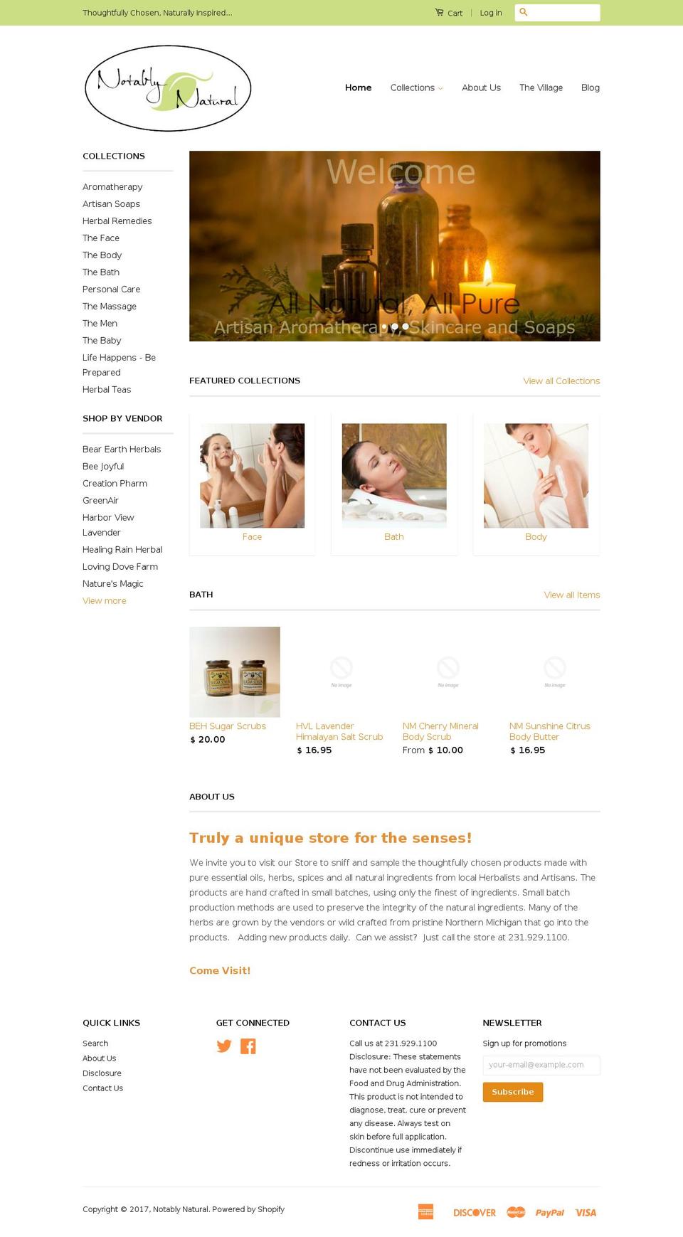 Classic with light option Shopify theme site example notably-natural.com