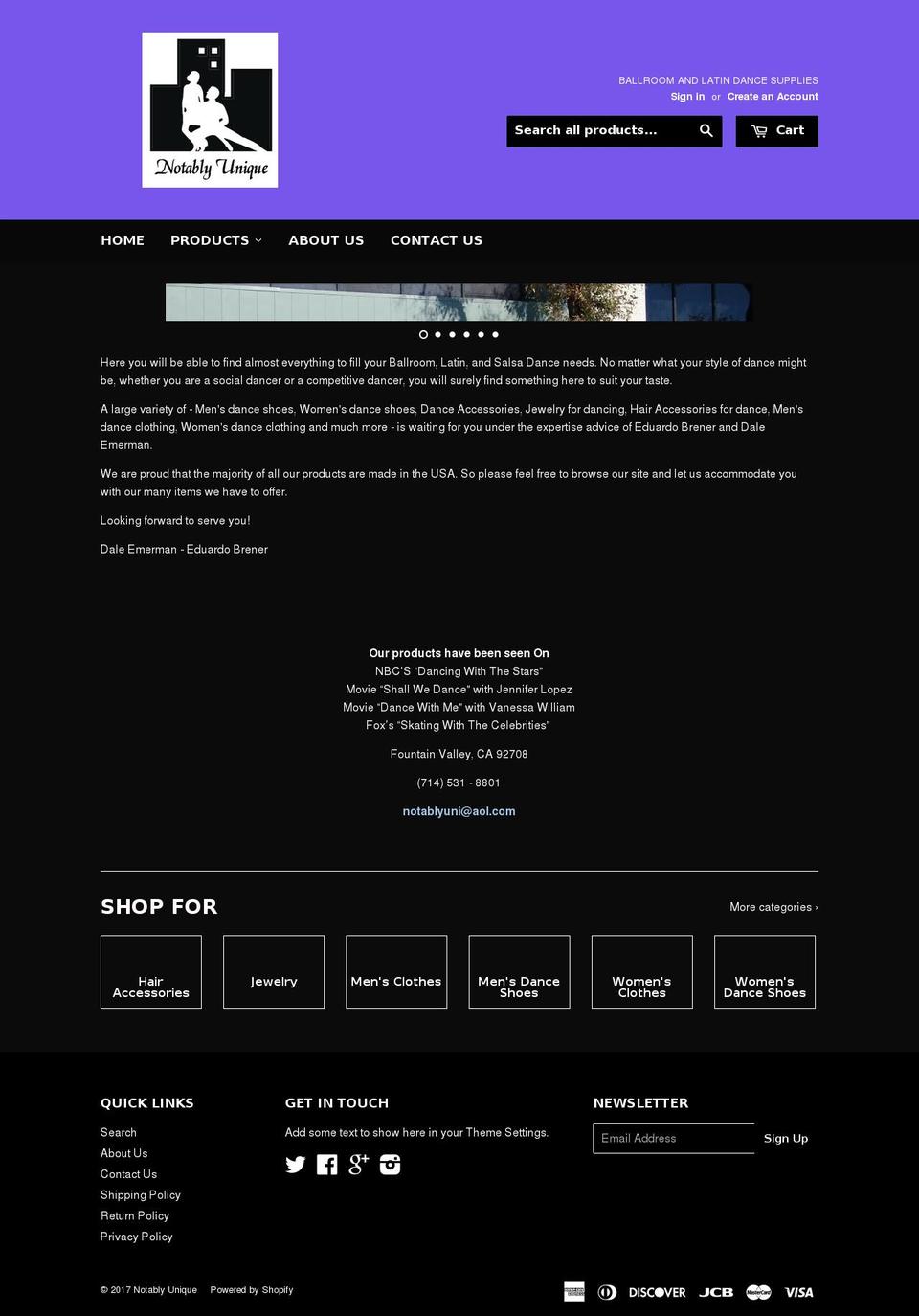 notablyunique.com shopify website screenshot