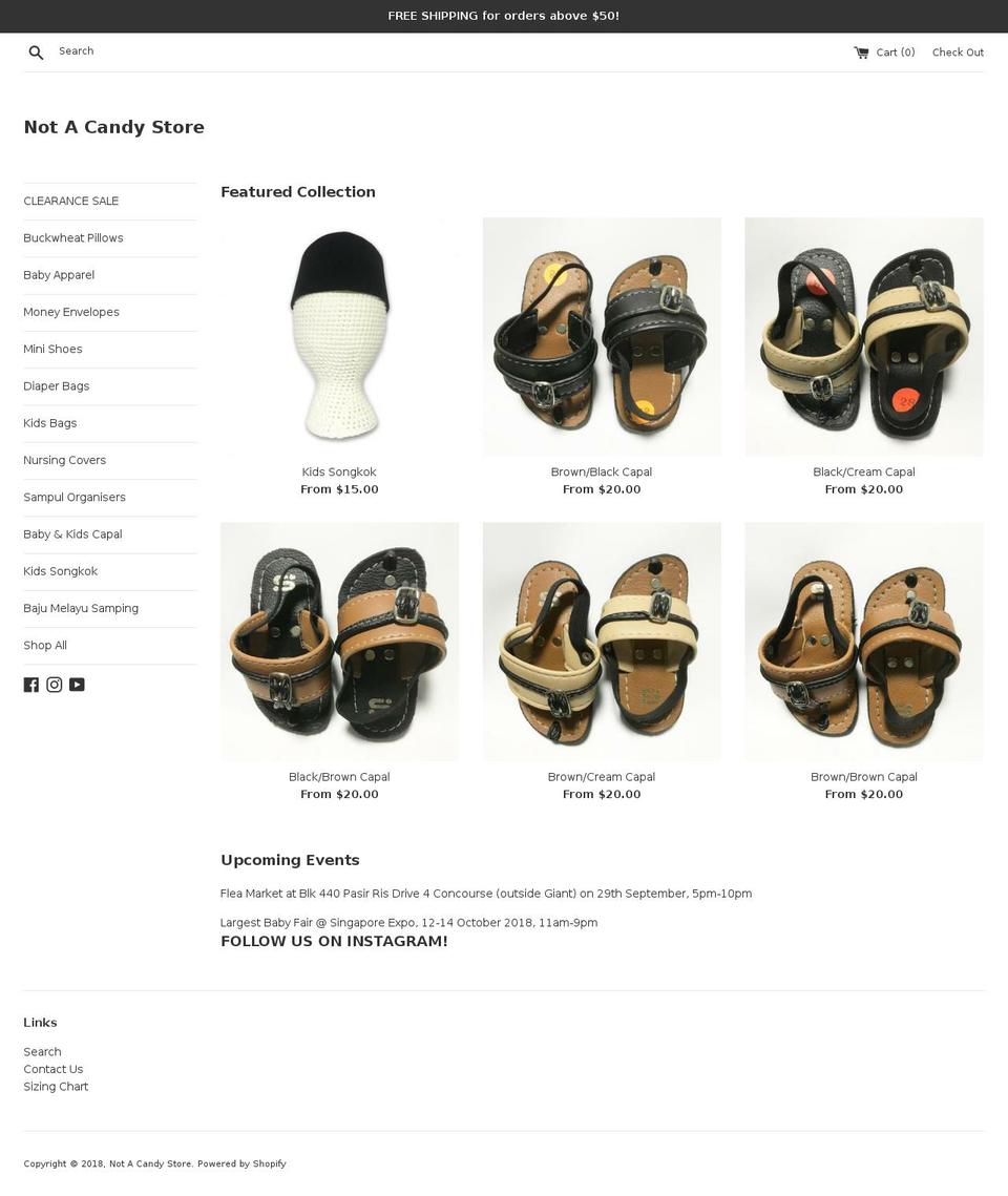 notacandystore.com shopify website screenshot