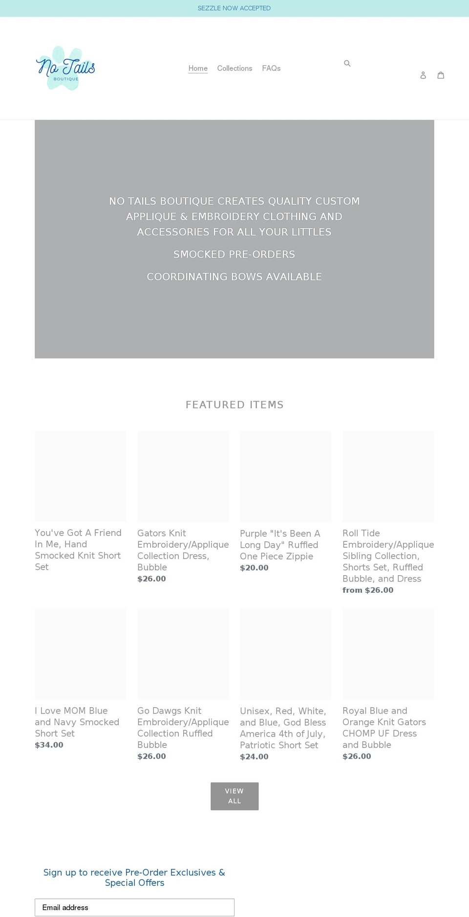 notailsboutique.com shopify website screenshot