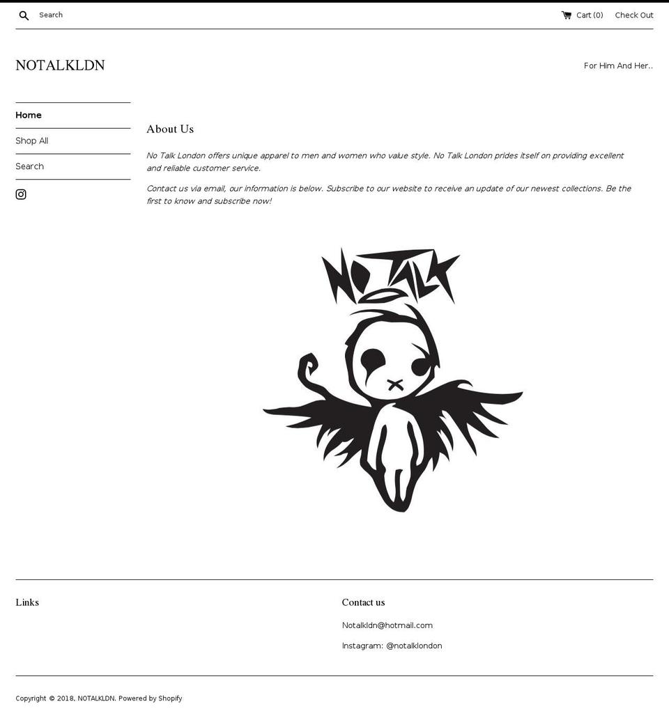 notalkldn.co.uk shopify website screenshot