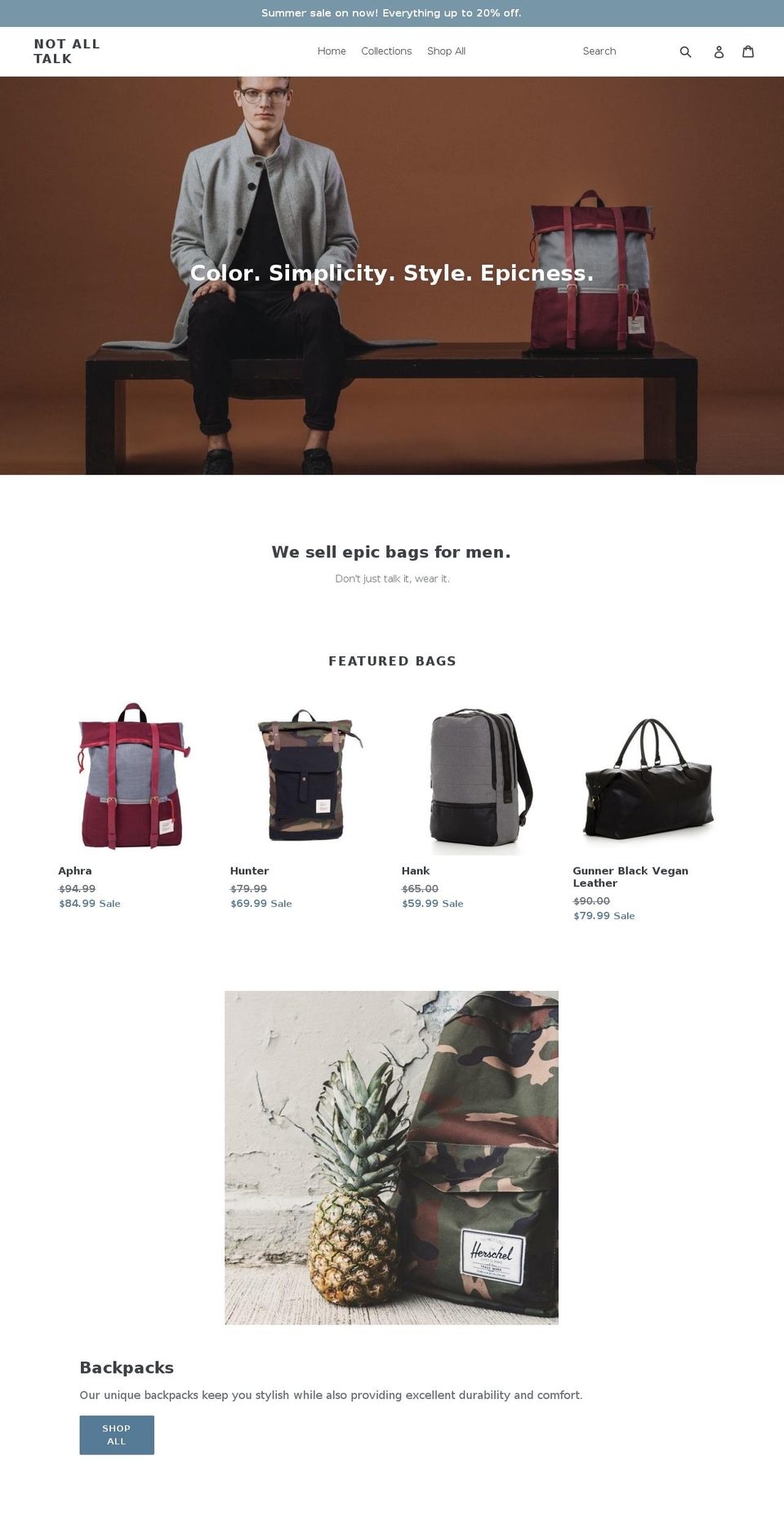 notalltalk.com — Shopify storefront screenshot