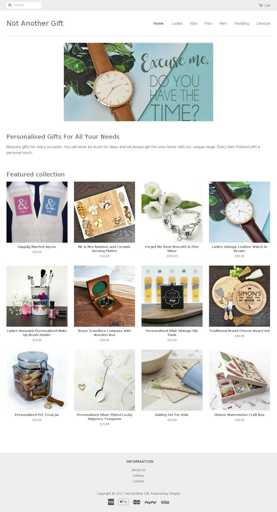 notanothergift.com shopify website screenshot