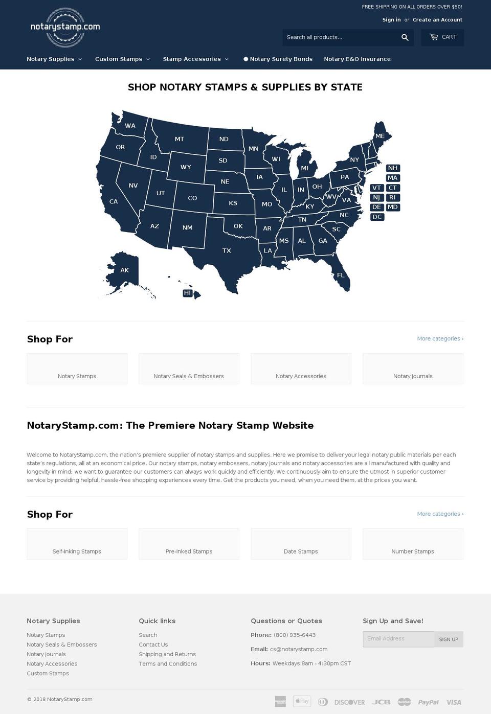 notarystamp.com shopify website screenshot