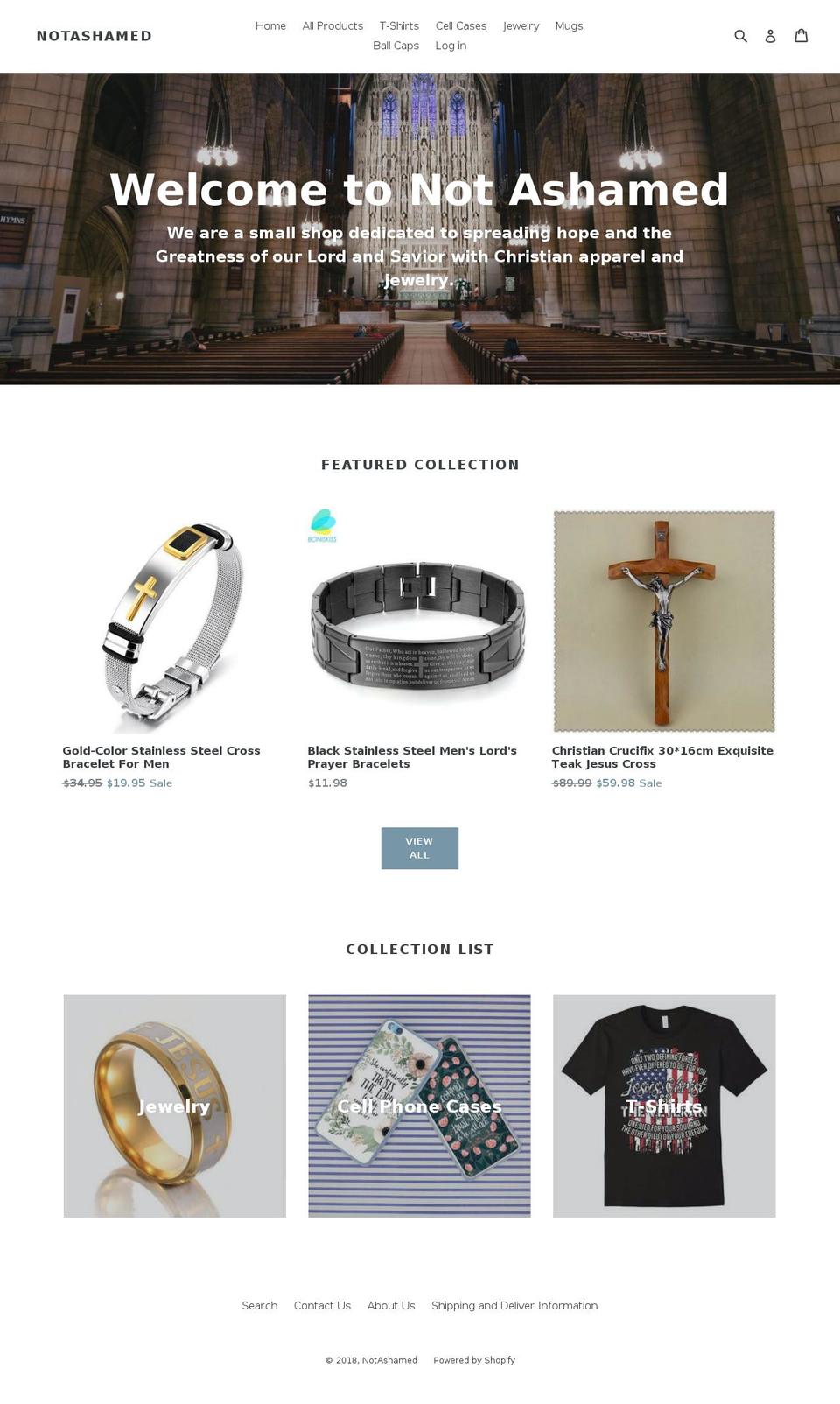 notashamed.us shopify website screenshot