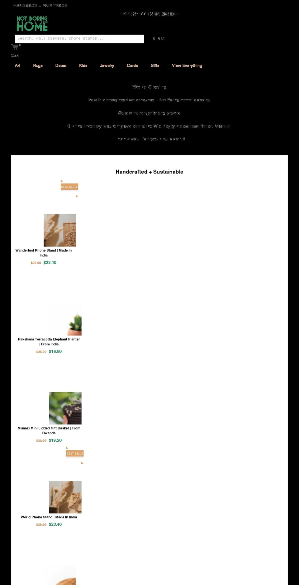 notboringhome.com shopify website screenshot