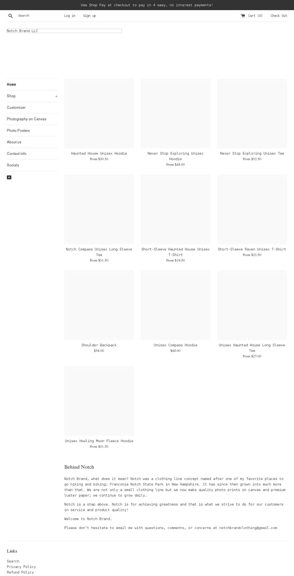 notchbrand.com shopify website screenshot