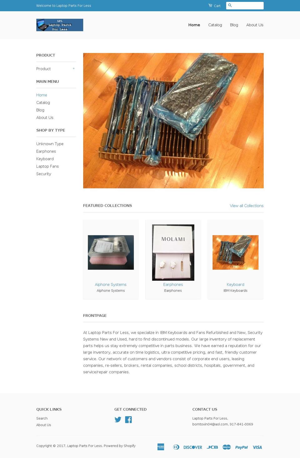 notebookpartsforless.com shopify website screenshot