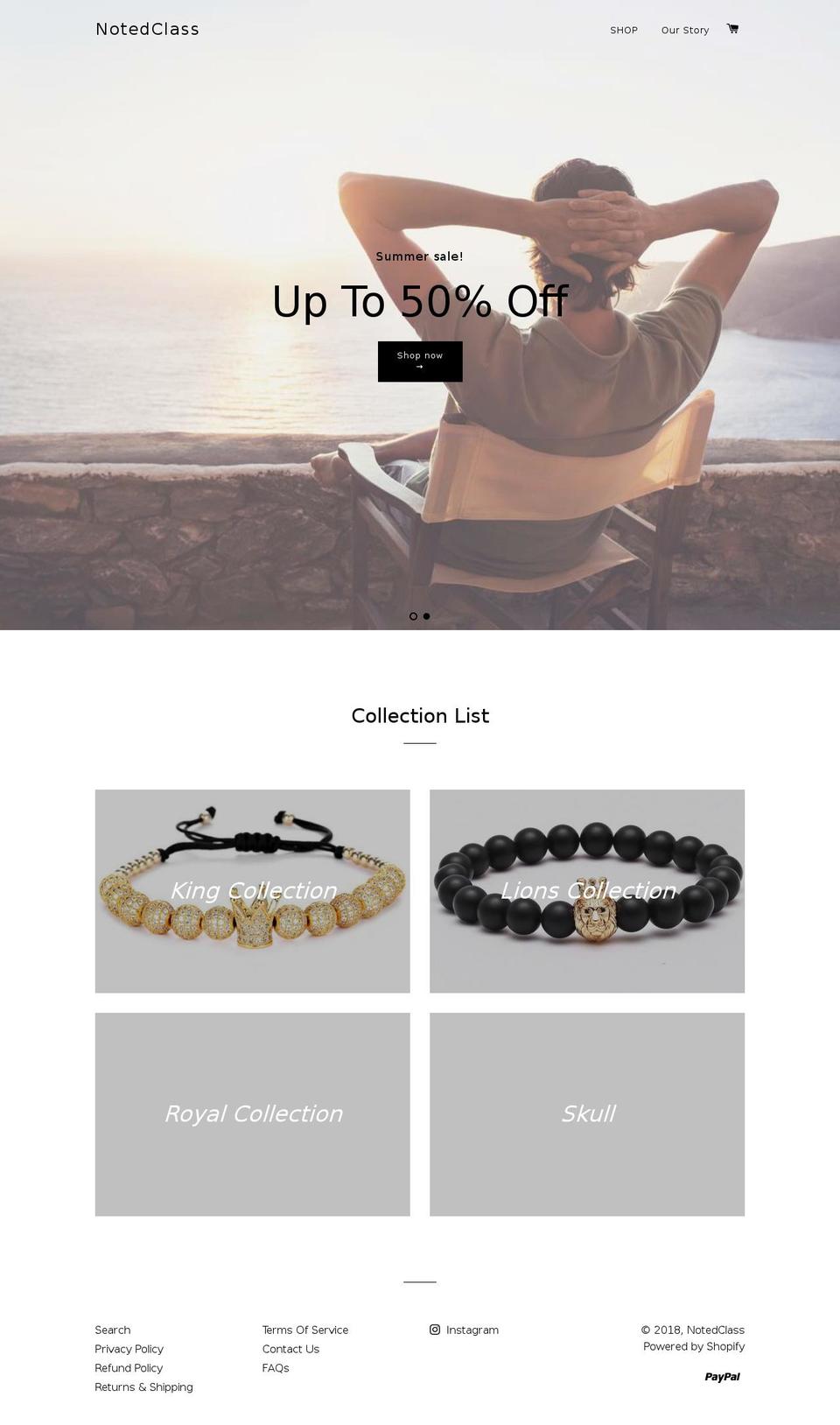 notedclass.myshopify.com shopify website screenshot