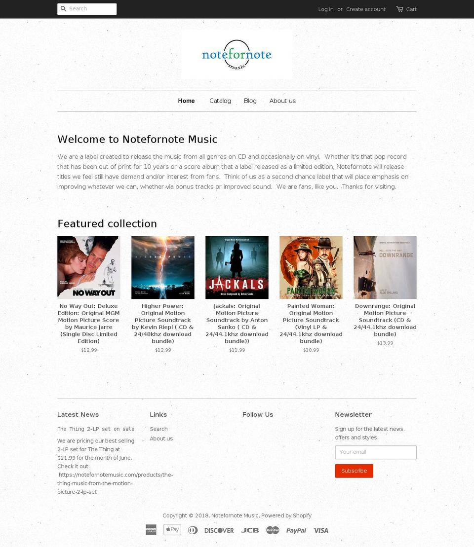 notefornotemusic.com shopify website screenshot