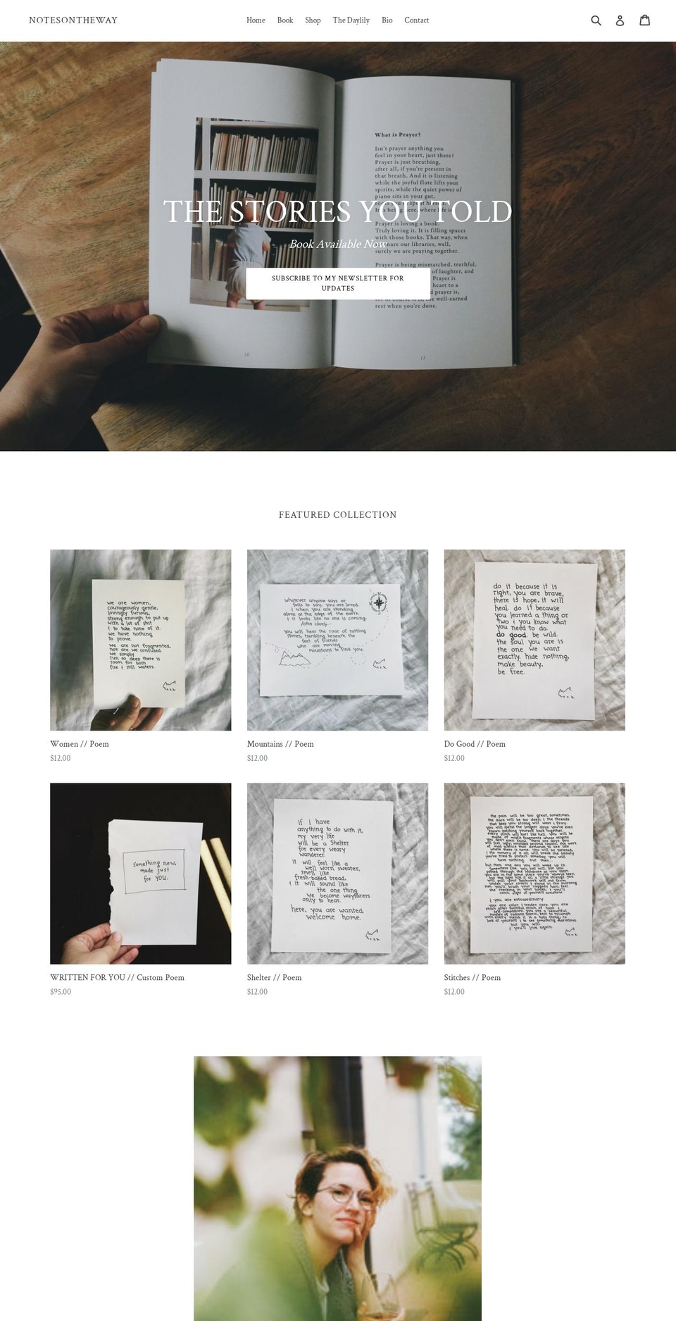 notesontheway.com shopify website screenshot