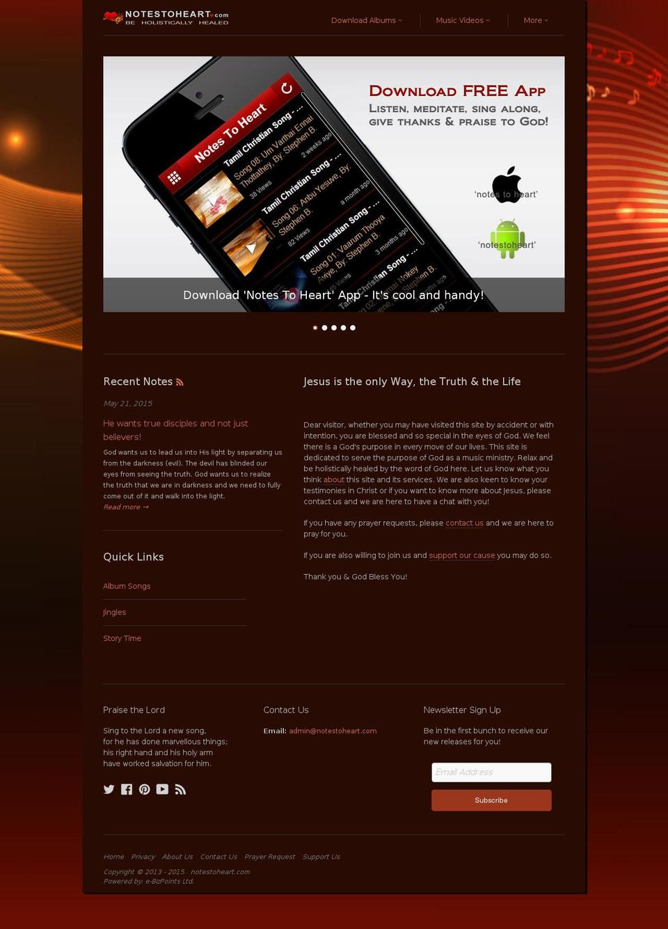 notestoheart.com shopify website screenshot