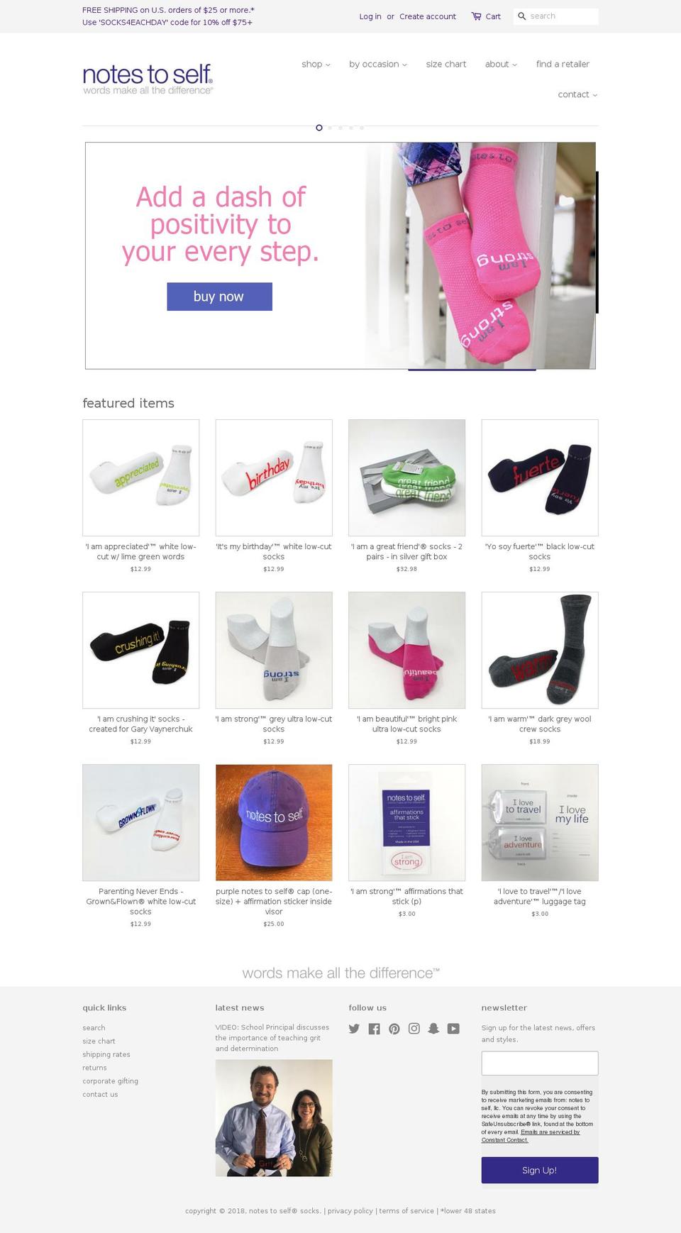 notestoself.me shopify website screenshot